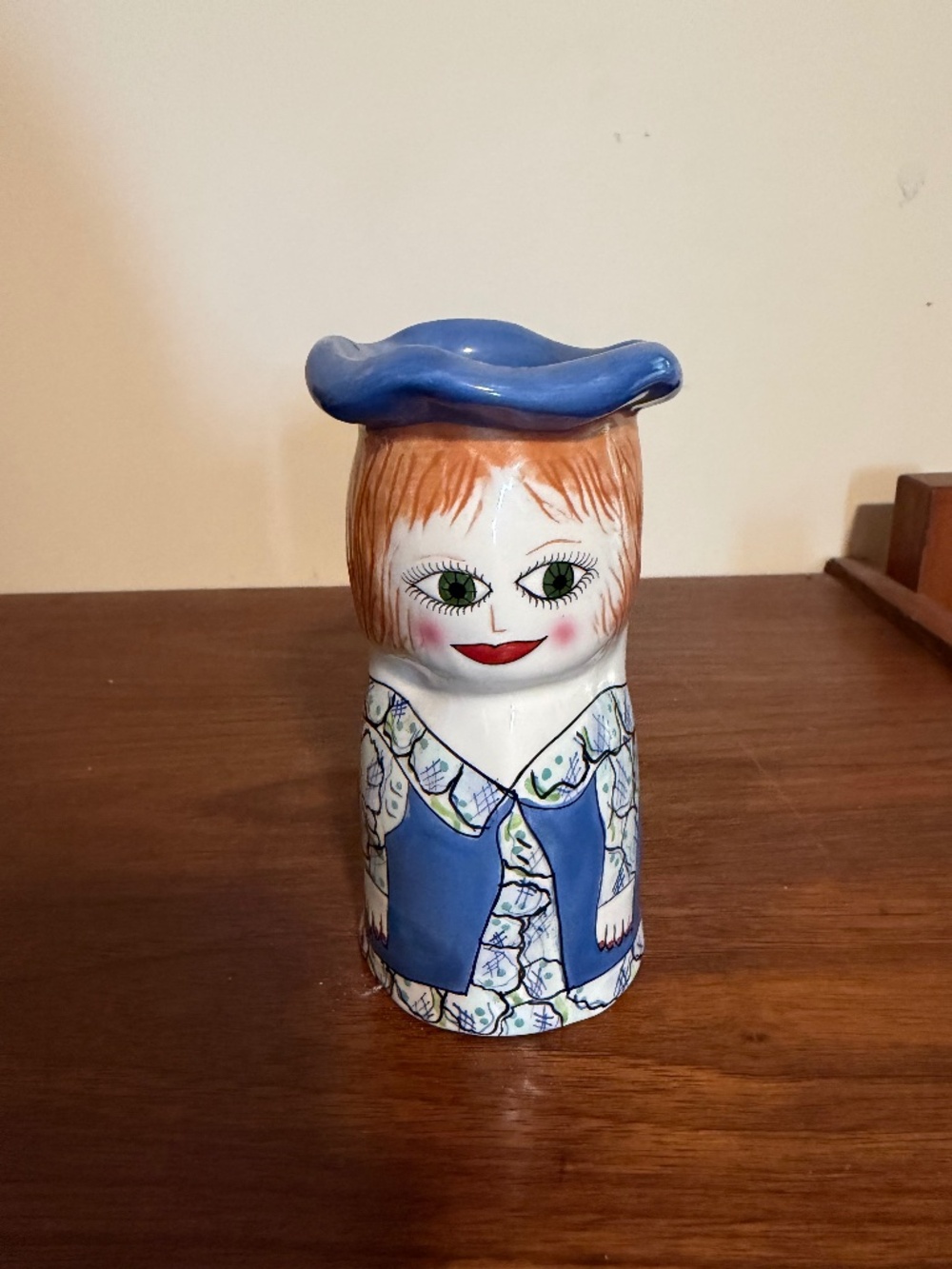 Susan Paley by Ganz Figural Bud Vase Vintage Folk‎ Art Face Ceramic MEG